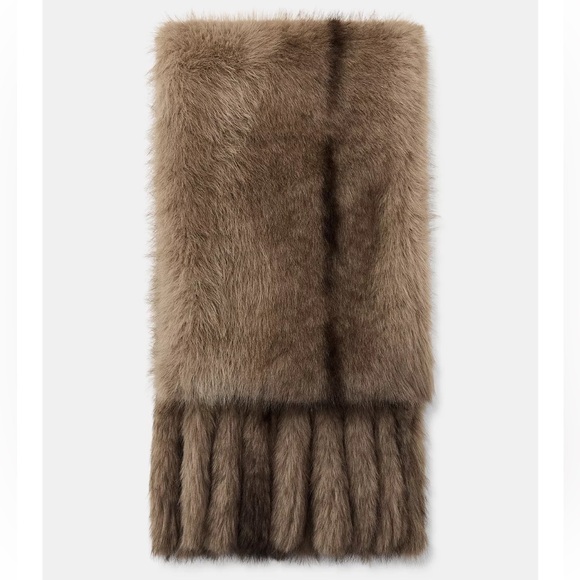 ZARA PLAIN FAUX FUR FRINGED SCARF - Picture 5 of 6